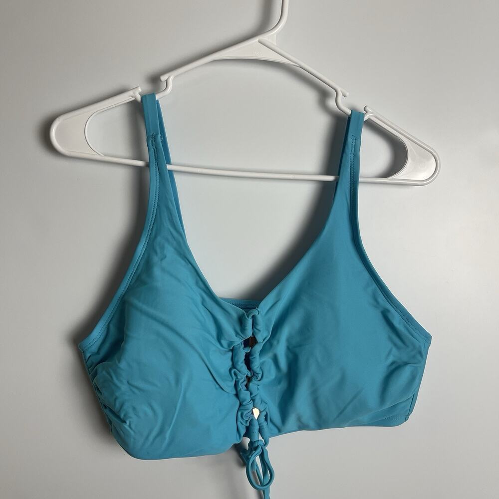 Time And Tru Women AQUA Lace-up Front Bikini Swim‎ Bra Exercise Top Plus Size 1X